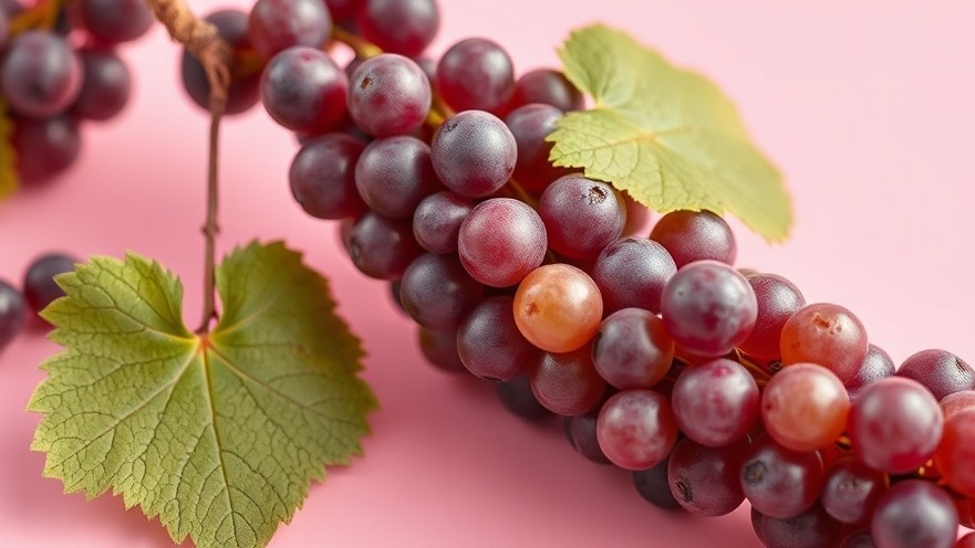 Exploring antioxidants in grapes as cancer prevention fruits on a pastel pink background.