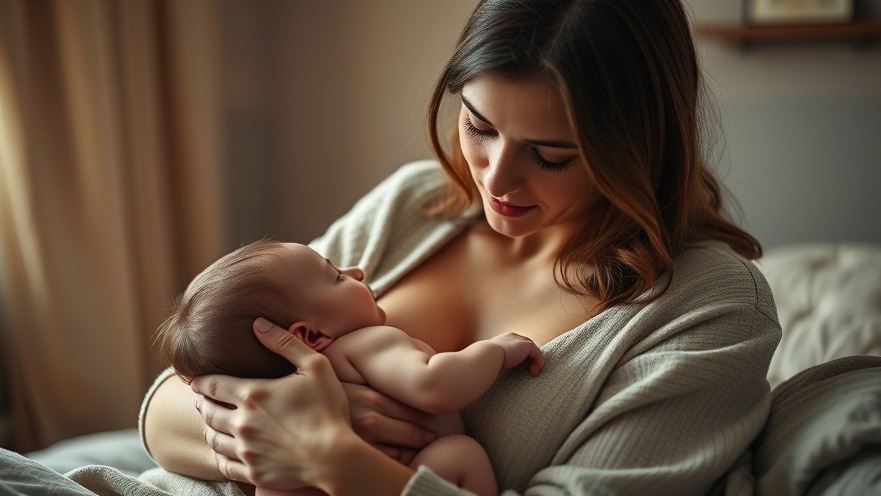 Gentle mother breastfeeding baby in a cozy room, showcasing breastfeeding benefits.