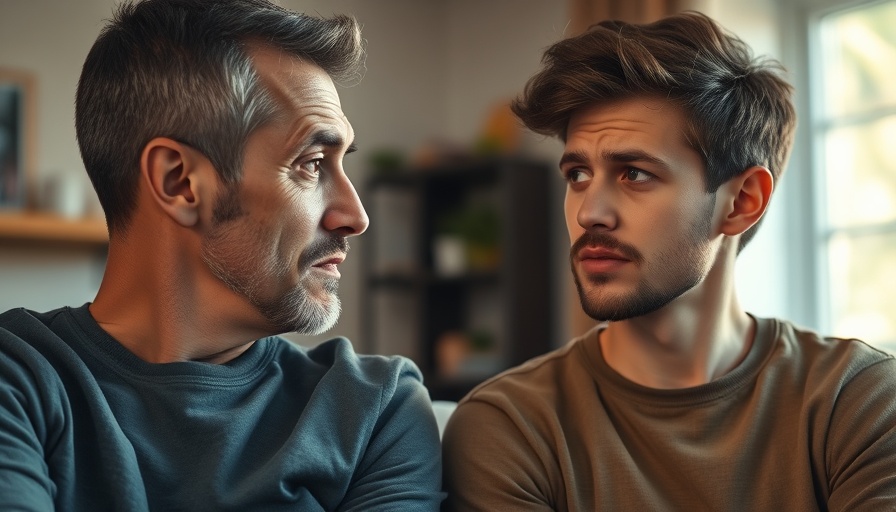 Father and teenage son discussing teen procrastination.