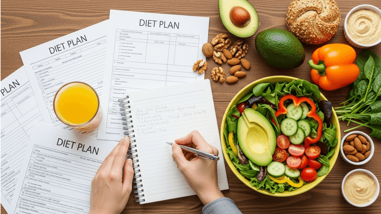 Nutritious Meal Plan for Families: Healthy meal prep with fresh foods.