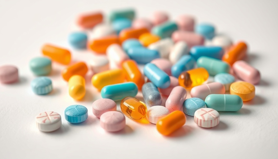 Colorful antacid tablets on white surface, highlighting heart risk.