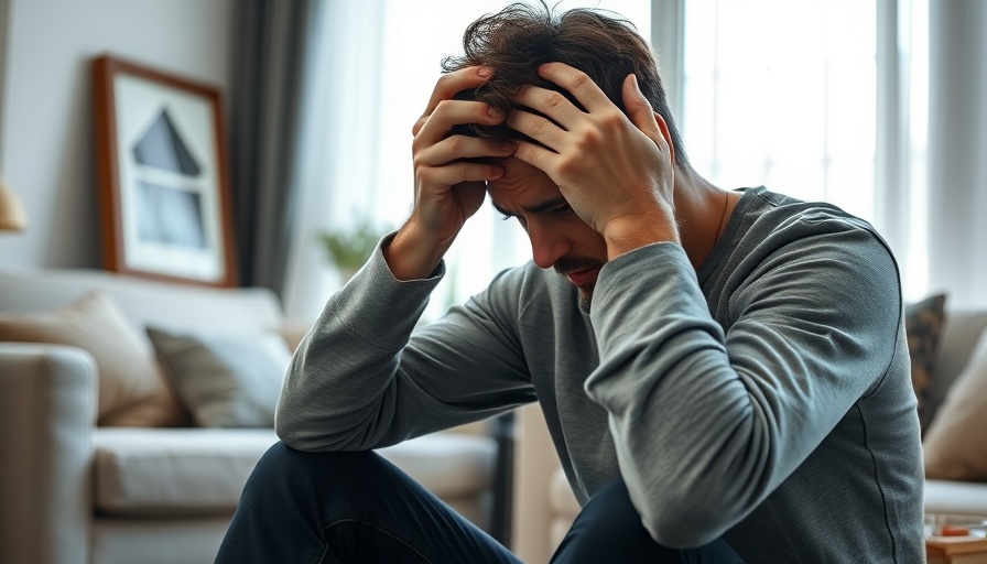 Distressed person coping with a breakup in a living room.