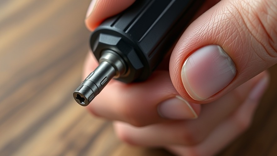 Close-up of modular screwdriver for efficient DIY repairs with organizing tools.