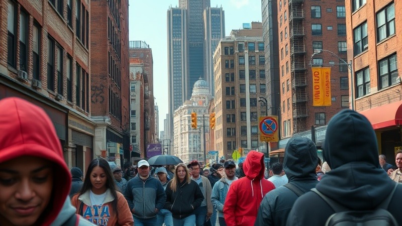 Detroiters engaging in community activities in the inner city.
