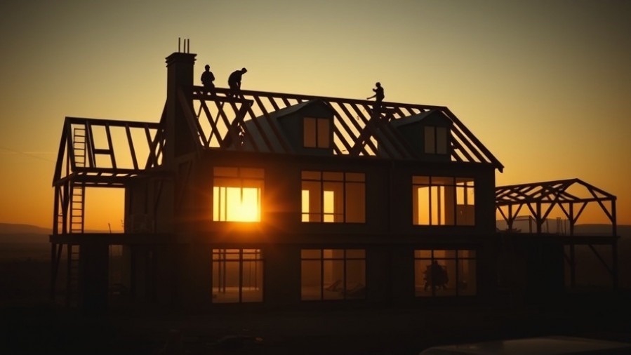 James Goll inspired scene of construction workers building a home at dawn, showcasing strength in faith.