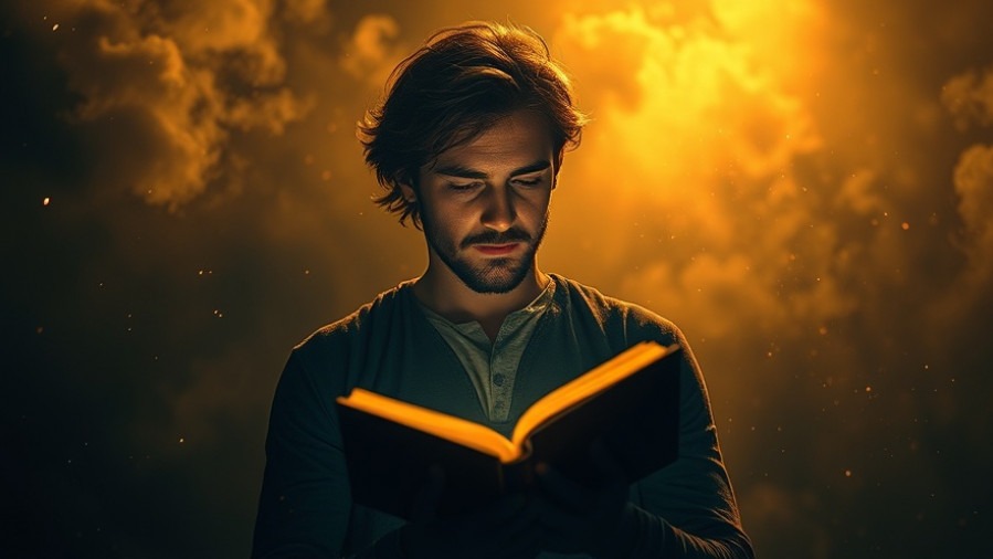 JosephZ in spiritual warfare, focused on the power of prayer with a glowing book.