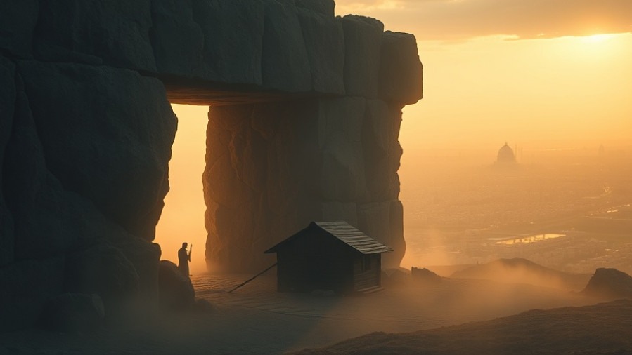 A cinematic scene symbolizing spiritual revival and church reformation at Jesus's tomb.