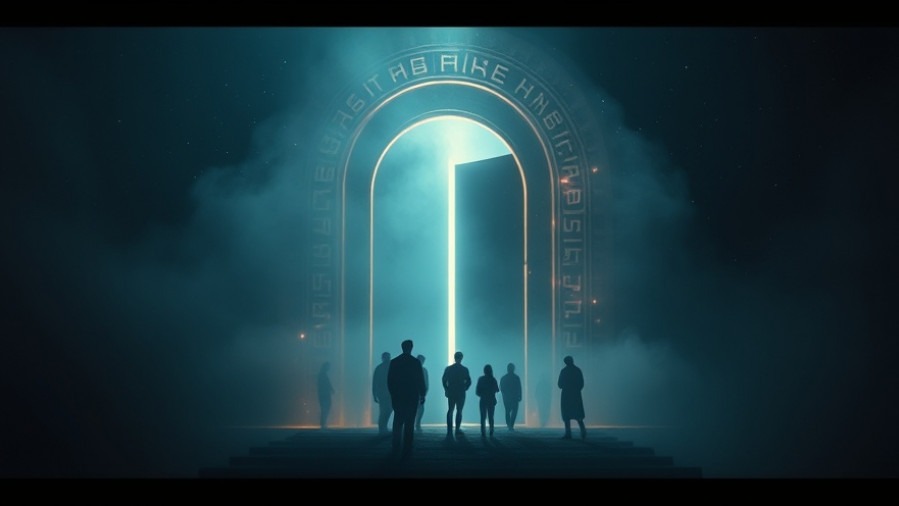Cinematic mystical doorway representing spiritual warfare and prophetic teachings.