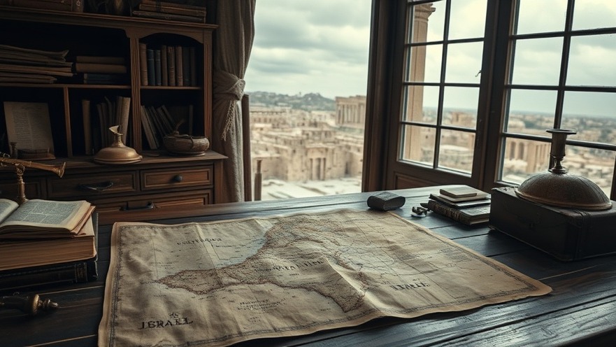 Cinematic map of Israel with antiques, reflecting prophetic insights and end-time harvest themes.