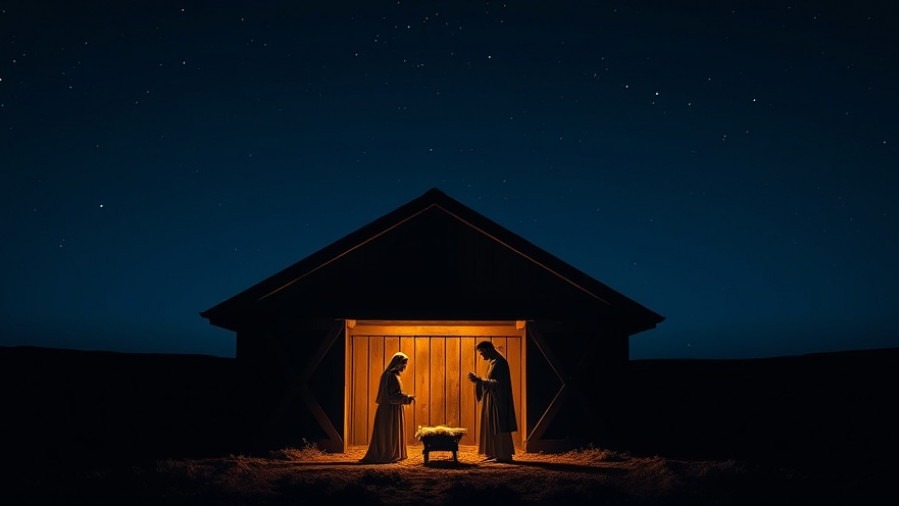 Lance Wallnau inspired scene of Mary, Joseph, and Jesus under a starry sky, symbolizing The Power of Prayer.