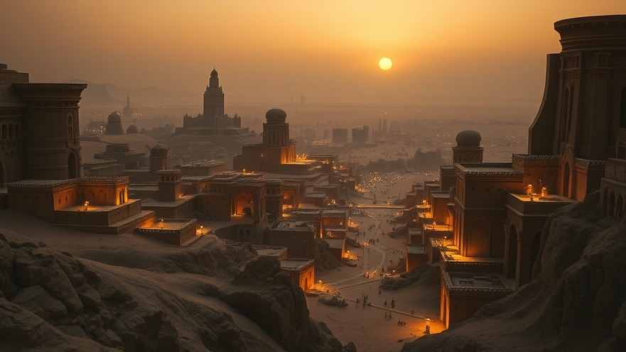 Cinematic desert metropolis embodying prophetic believers' spiritual authority, echoing Esther's courage.