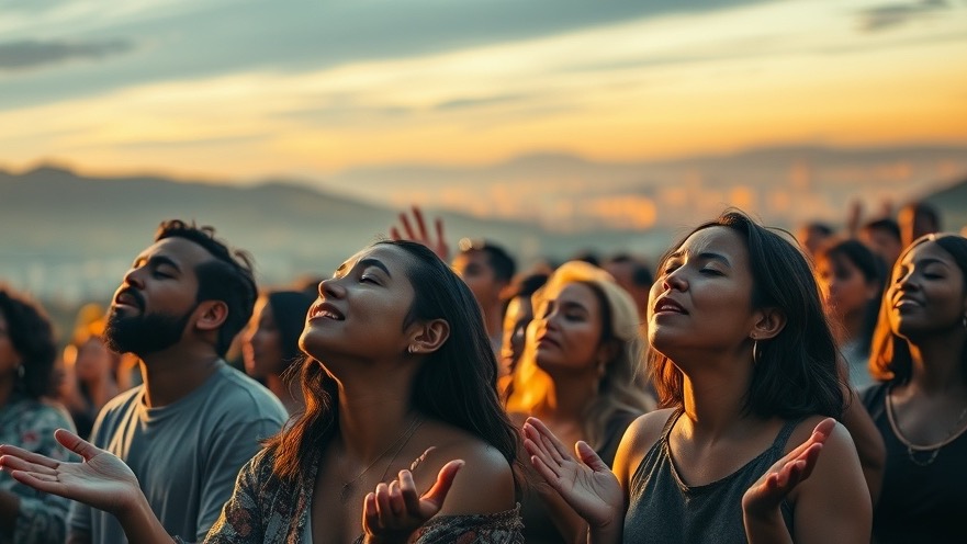 A diverse group in fervent prayer embodies miracles and healings during a personal breakthrough.