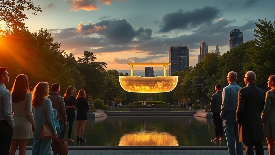 A diverse group in awe of a glowing Noah's Ark, reflecting revival movements and spiritual journeys.