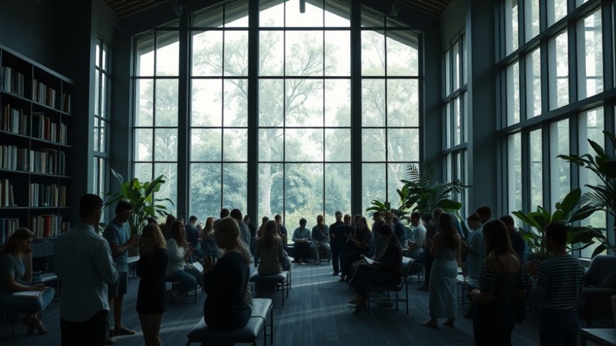 Young adults in quiet prayer, embracing the power of prayer in a serene, modern space.