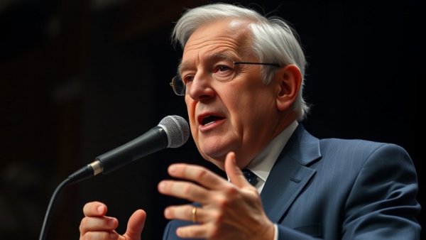 Elderly man speaking about Revival and Reformation, engaging audience.