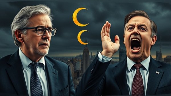 Men in dramatic collage with crescent symbol, suggesting unholy alliance theme.