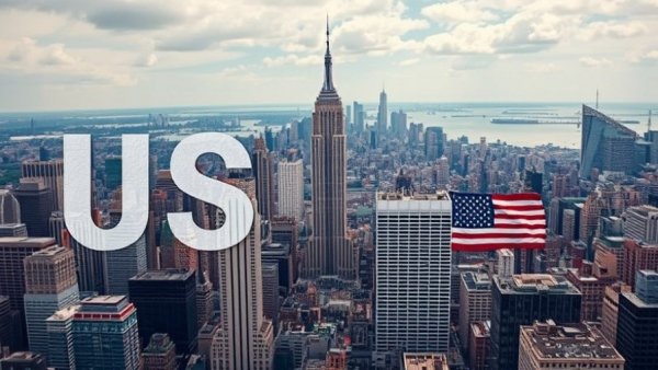 Aerial view with American flag and text 'What's Happening America' overlaying city.