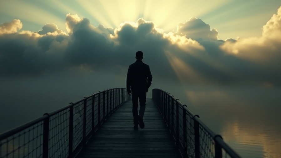 Individual crossing a misty bridge, symbolizing spiritual awakening and prophetic messages.