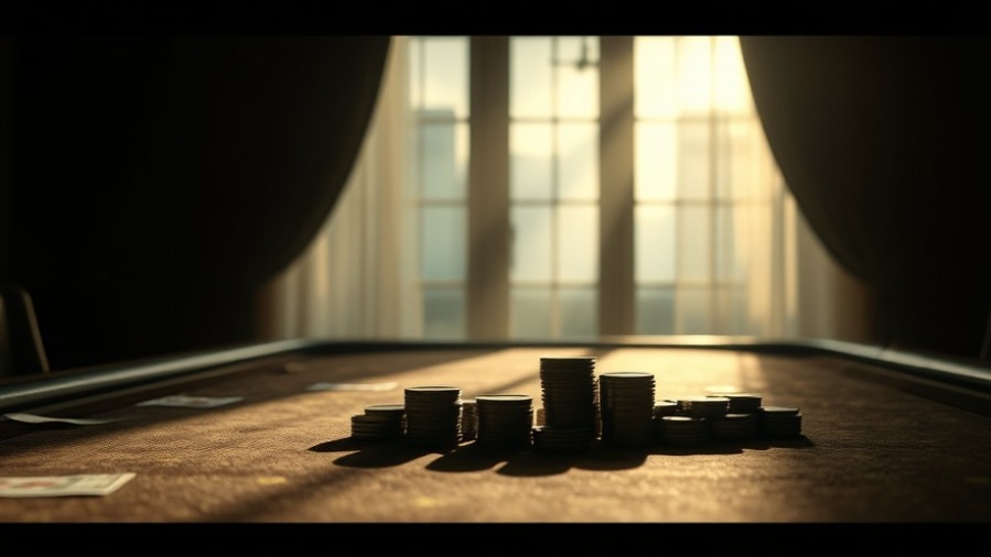 Cinematic gambling table scene reflecting spiritual awakening through technology and faith.