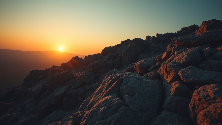 Cinematic sunset over rugged rocks, reflecting divine healing and faith miracles.