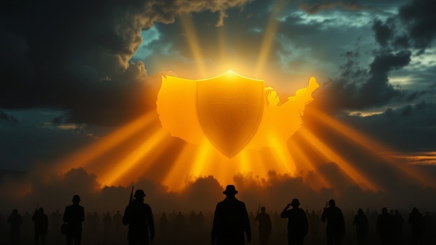 The power of prayer shields the U.S. against spiritual warfare in a cinematic twilight.
