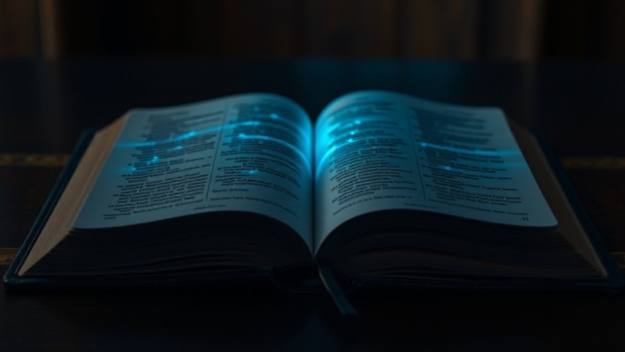 Open Bible with glowing blue ink, symbolizing church membership and spiritual community.