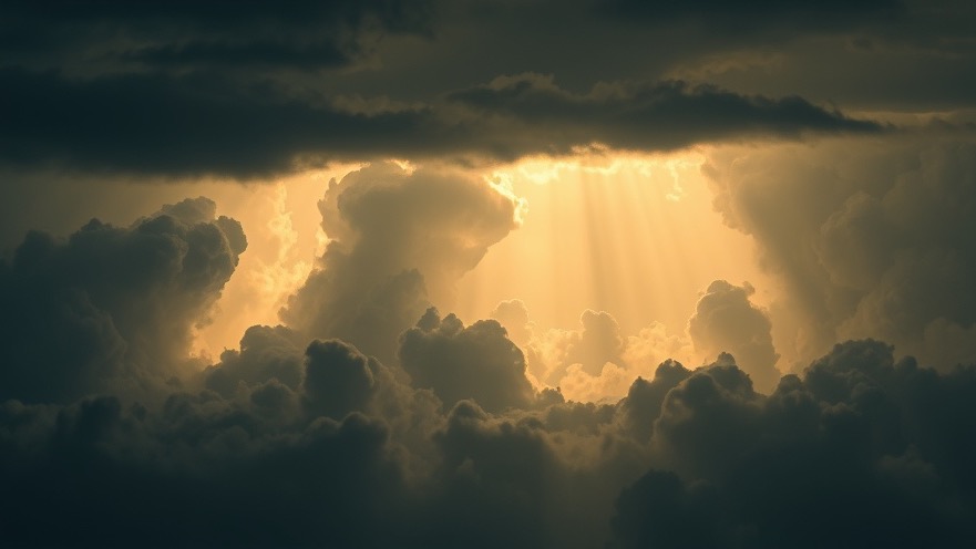 Dramatic clouds symbolize faith and prophecy as we await the second coming.