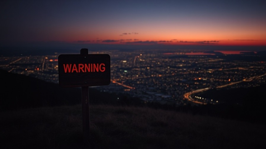 Cinematic warning sign at dusk, guiding prophetic believers and Christian patriots.
