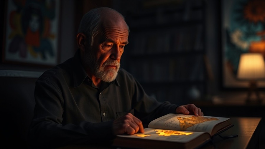 An older man reflects on faith-driven promises while reading the Bible.