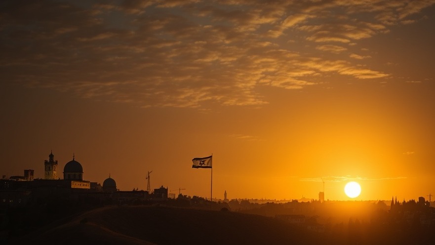Cinematic sunset over Jerusalem, depicting Lance Wallnau's prophetic insights and rebuilding faith communities.
