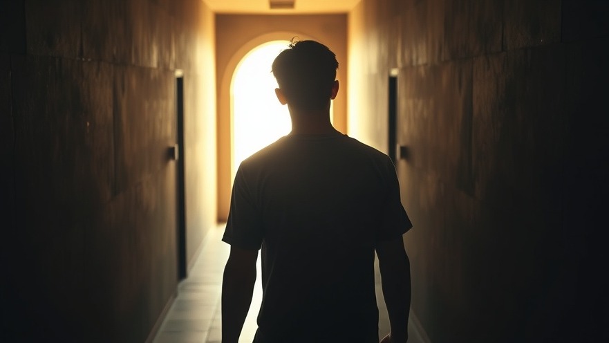 A young man walks toward a glowing doorway, embodying spiritual warfare and the power of prayer.