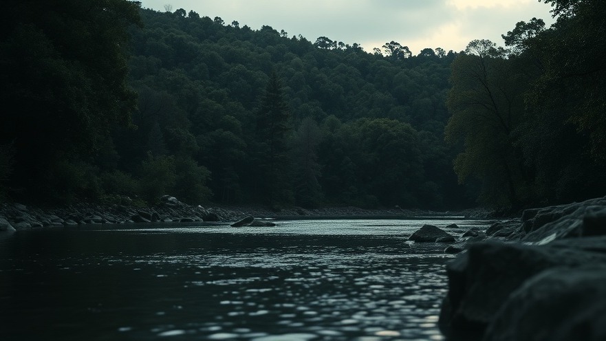 Serene outdoor river scene, reflecting divine power and faith in nature's beauty.