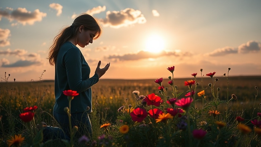 Kneeling in prayer at dawn, embodying the essence of hearing God's voice.