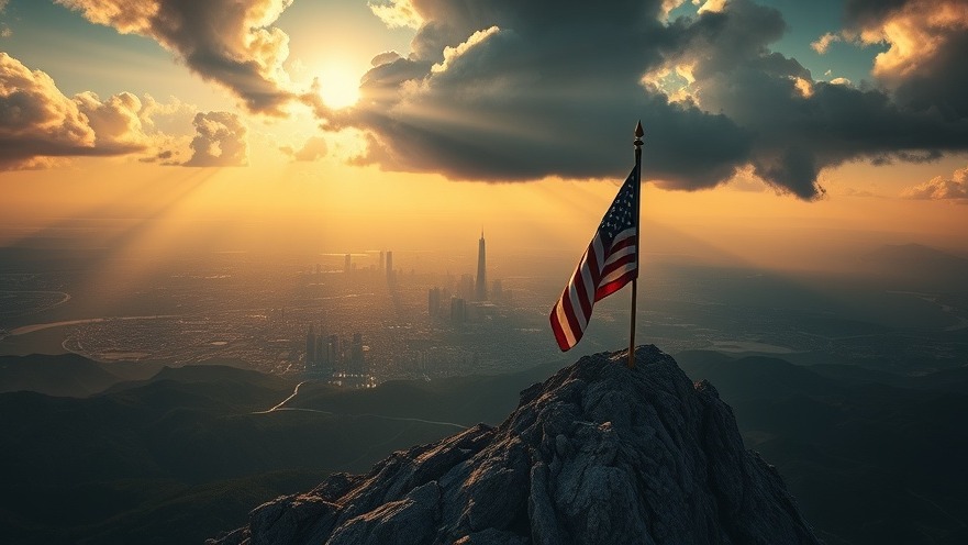 American flag atop a mountain peak symbolizes spiritual warfare and leadership in prayer.