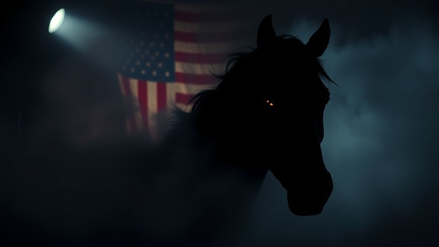 Mystical black horse emerging from mist, symbolizing prophetic insights and spiritual awakening.