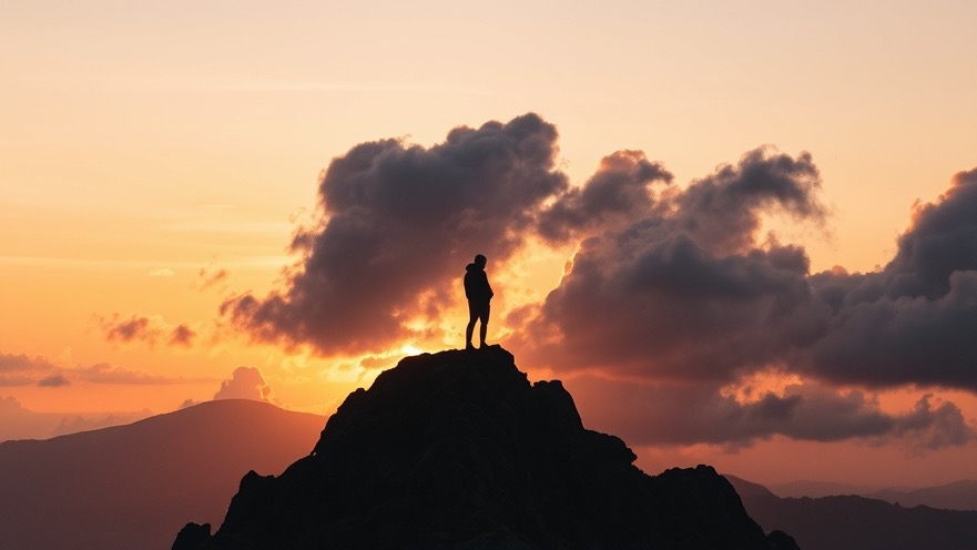 A lone figure atop a mountain at sunset symbolizes prophetic insights and personal breakthroughs.