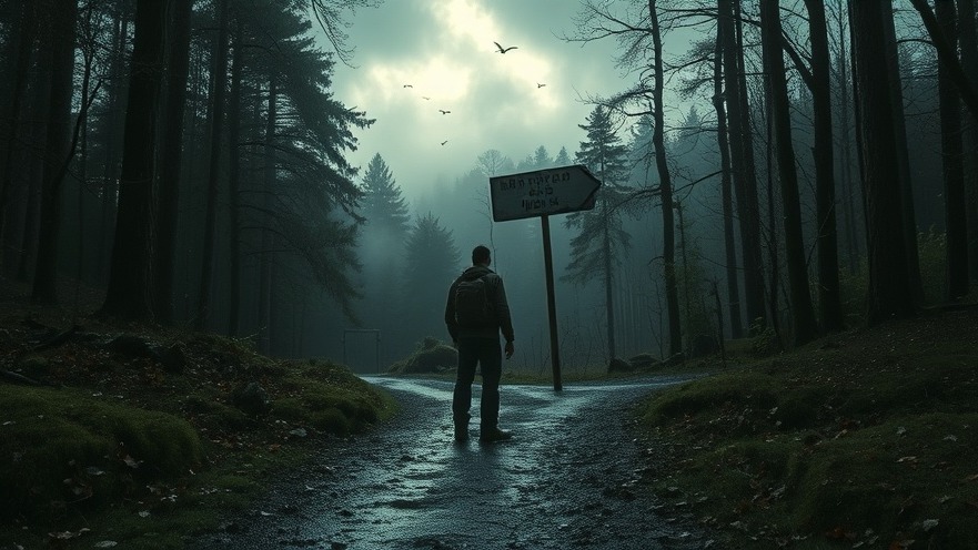 Cindy Jacobs' prophetic voices in a dim forest path, symbolizing spiritual awakening.