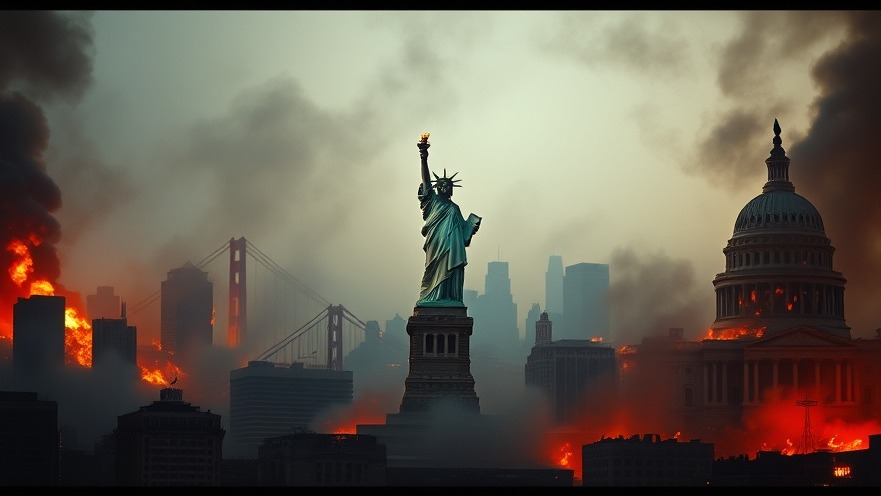 A dramatic scene of chaos and resilience, symbolizing Christian values in turbulent times.