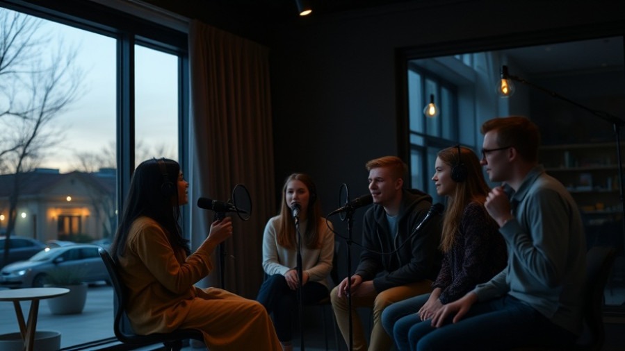 Young adults in a cozy studio podcasting about Lance Wallnau's seven mountains and spiritual vitality.