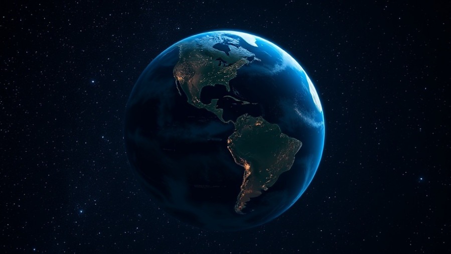 Cinematic Earth view from space, highlighting the power of prayer and miracles.