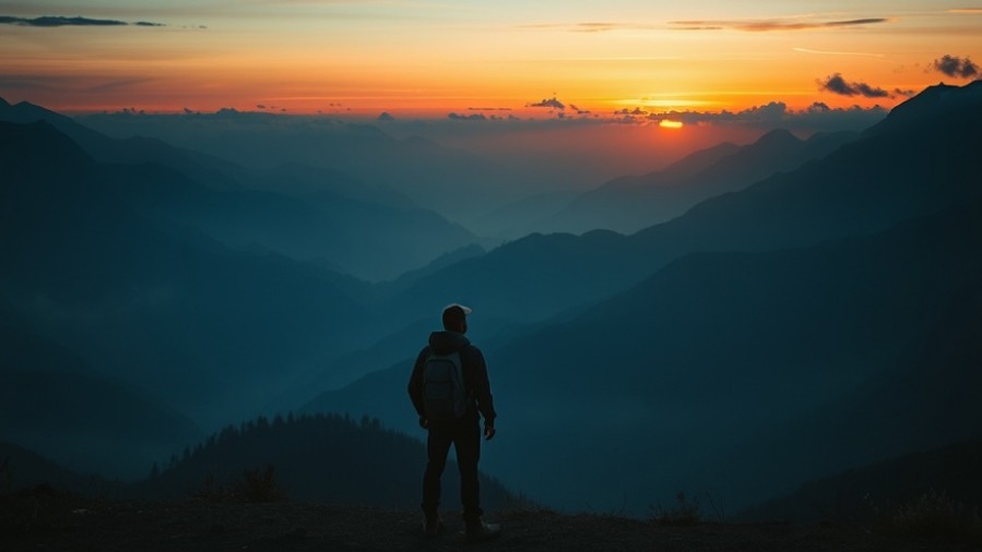 A serene traveler contemplates the majestic mountains of divine appointments.