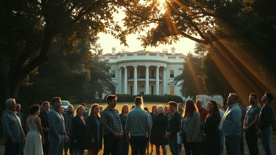 Diverse faith leaders unite near the White House, embodying hope and resilience.