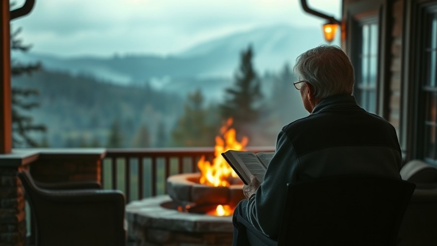 A couple experiences spiritual growth on their porch, studying the Bible by a warming fire.