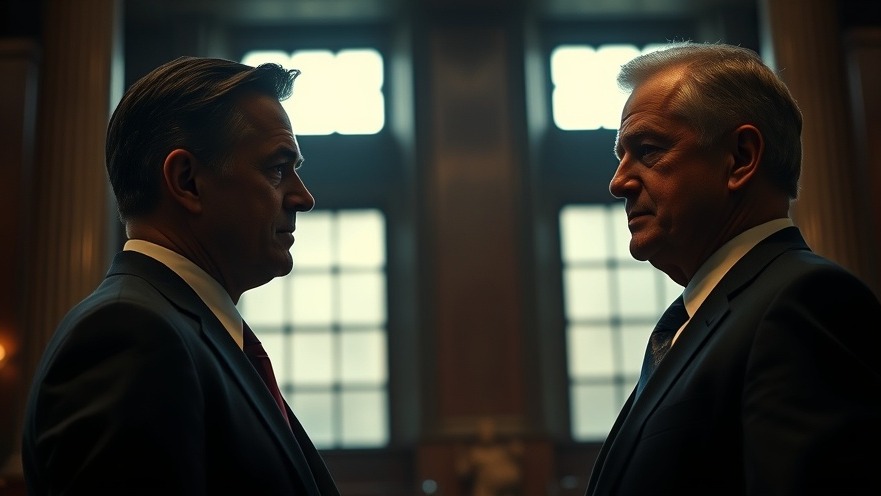 Ken Paxton lawsuit scene featuring intense profiles of John Brennen and Ken Paxton.