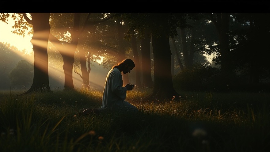 Jesus in quiet prayer during Passion Week, embodying Spiritual Warfare and The Power Of Prayer.