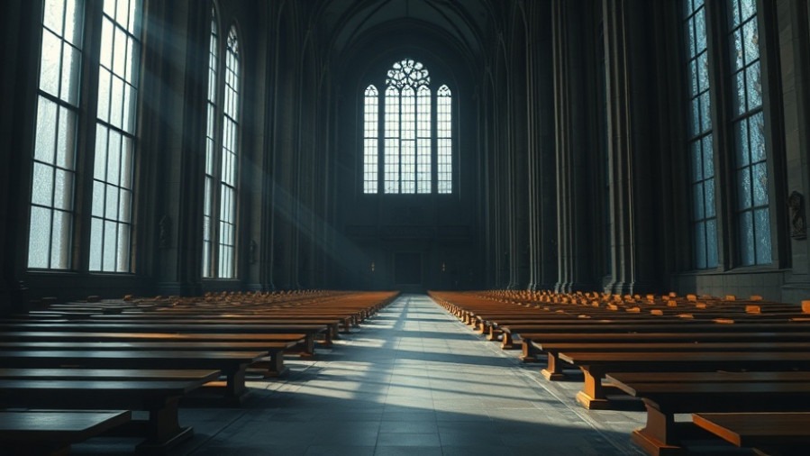 Rick Renner at a vast, empty church, emphasizing community engagement and spiritual growth.