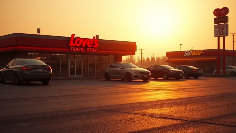 Cinematic scene of a parking lot near Denton church gatherings, warm golden light.