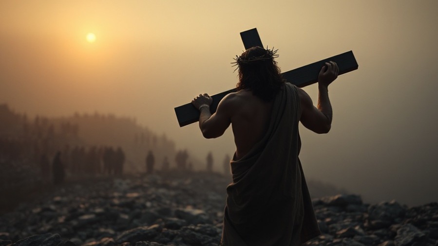 Jesus burdened with the cross in a scene from The Passion, reflecting Unfiltered Faith Stories.