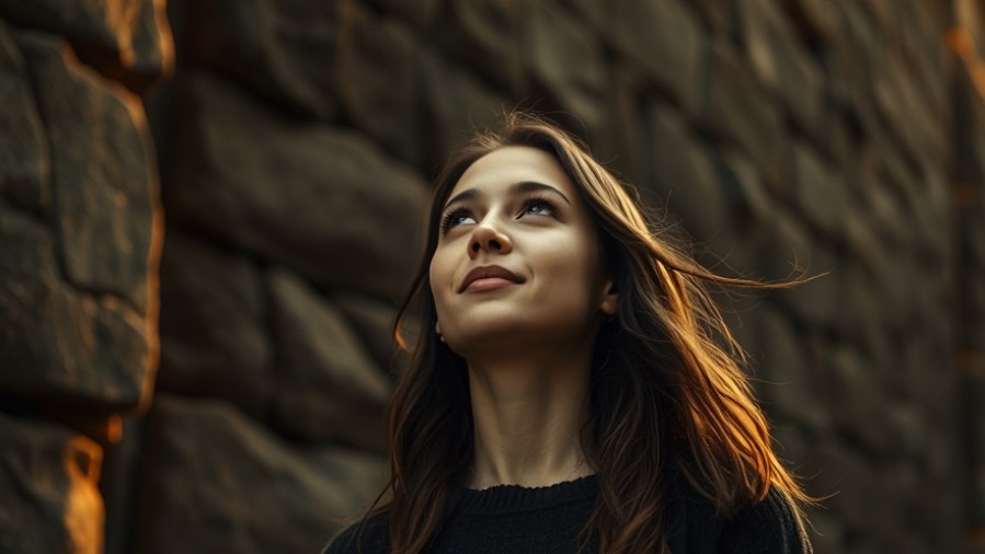 Young woman in golden light, embodying trials into triumphs on her Christian faith journey.