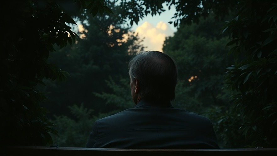 Senator Michael Kutz in a lush garden, reflecting on seven mountains and divine commission.